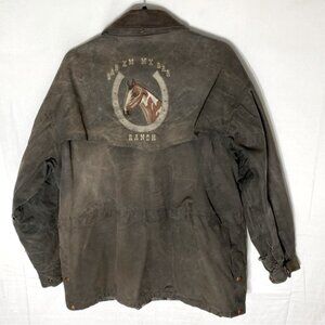 Vintage The Australian Outback Brown Cotton Oilskin Utility Jacket Chore Coat M